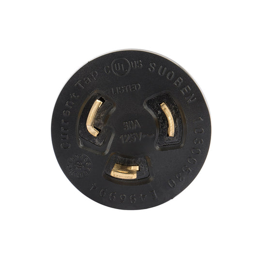 GENMAX Inverter Generator RV Power Adapter L5-30P Male to TT-30R Female 125 VAC 30 Amp - Electrical Cord Plug Converter (Black Rubber) (L5-30P to TT-30R) UL Listed