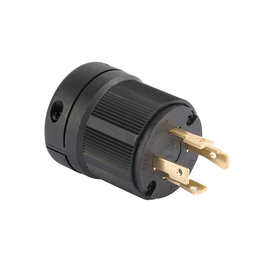 GENMAX NEMA L14-30P Locking Plug Connector for Generator, Twist Lock Male Plug, 30 Amp, 125/250 Volt ,3 Pole, 4 Wire Grounding, Industrial Grade Heavy Duty, UL Listed, 66470-BK, Black (Pack of 1)