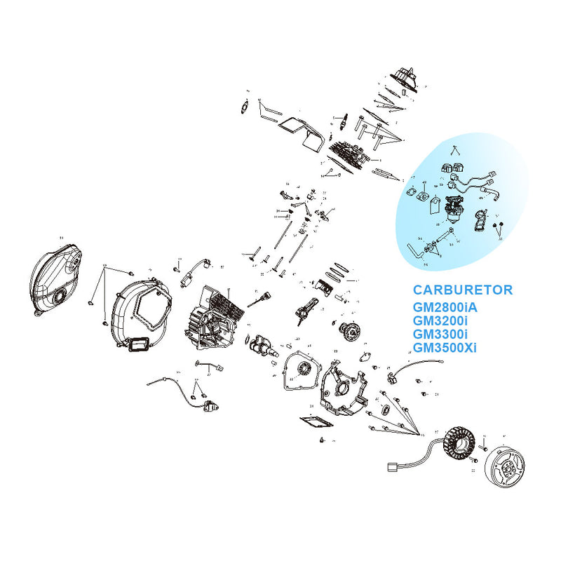 Load image into Gallery viewer, GENMAX Carburetor for 145cc GM2800iA GM3200iA GM3300iA GM3500Xi Inverter Generator Engines

